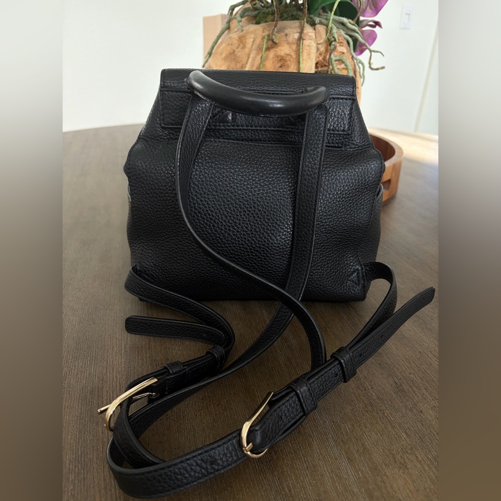 Tory Burch Thea Mini Backpack Black Pebbled Leather - Picture 12 of 16